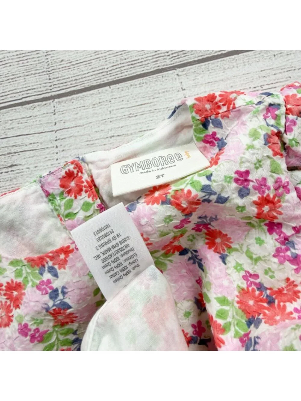 Gymboree Toddler Girls Floral Romper Pink Red Green Ruffle Trim 2T